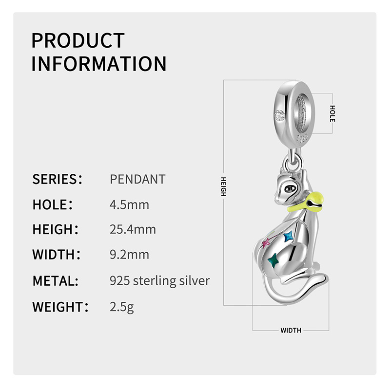 Title 3, Bell Cat Pendant DIY Bracelet Female S925 Sterl...