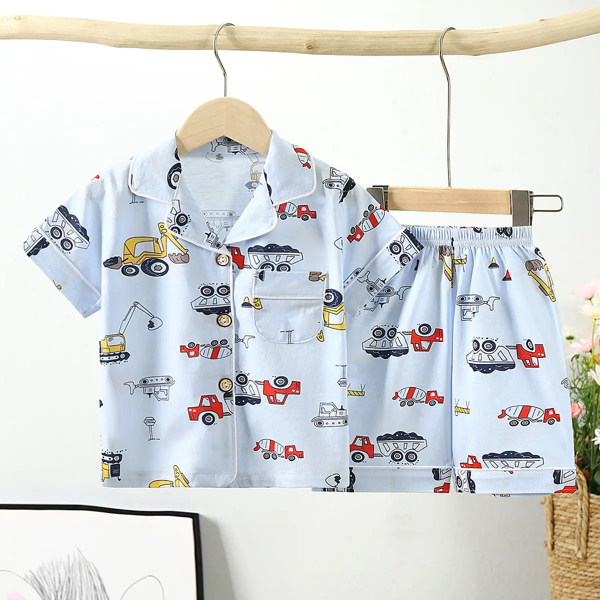 Korean Style Children's Cotton Lapel Home Clothes
