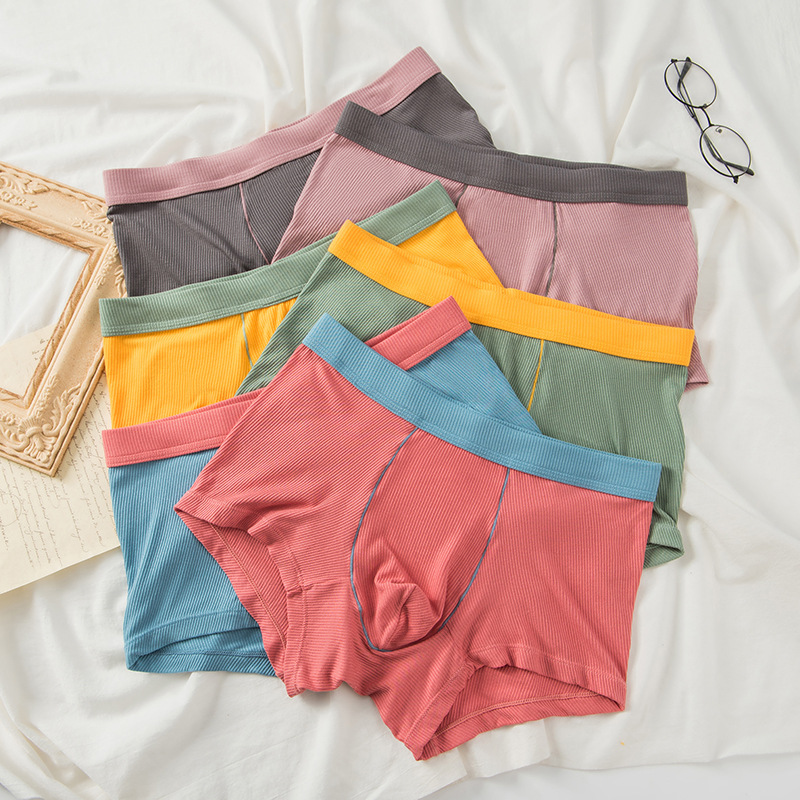 Men's Boxer Briefs Breathable Cotton Mid Waisted