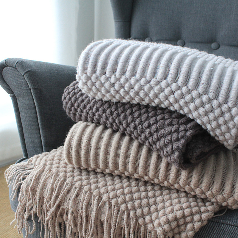 Title 6, Nordic Style Knitted Solid Color Blanket