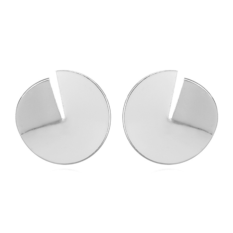 Retro Personality Alloy Metal Disc Earrings