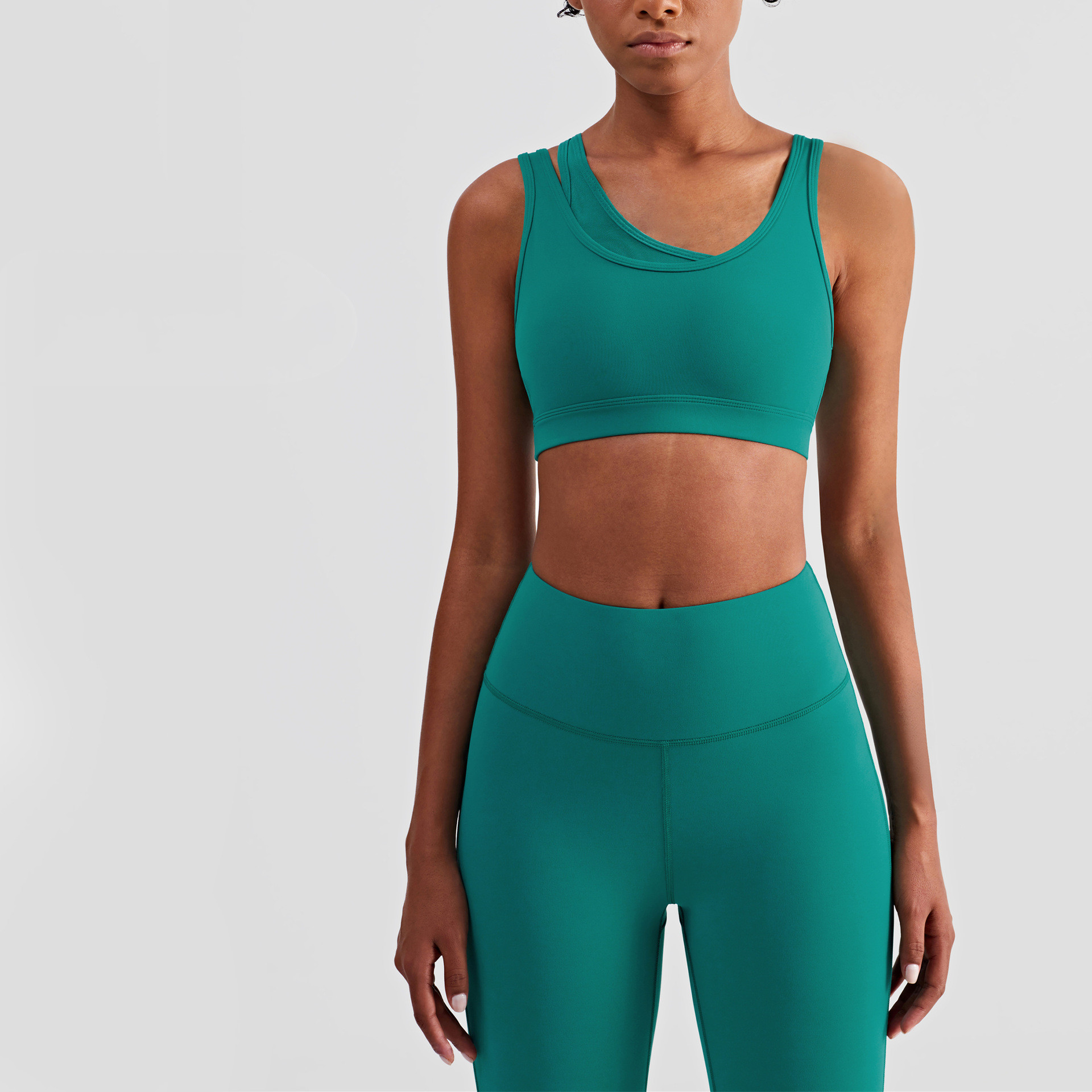 Title 3, Fake Two-piece Mesh Sports Bra