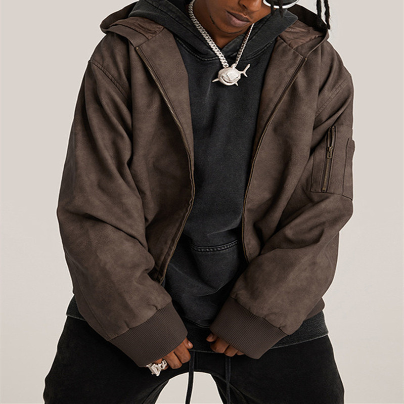 Men's American Style Street Hooded Jacket Zipper Cardigan