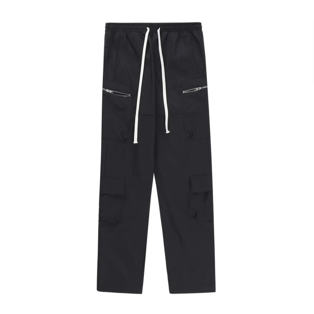 Fashion Work Clothes Buttoned Denim Trousers - Black