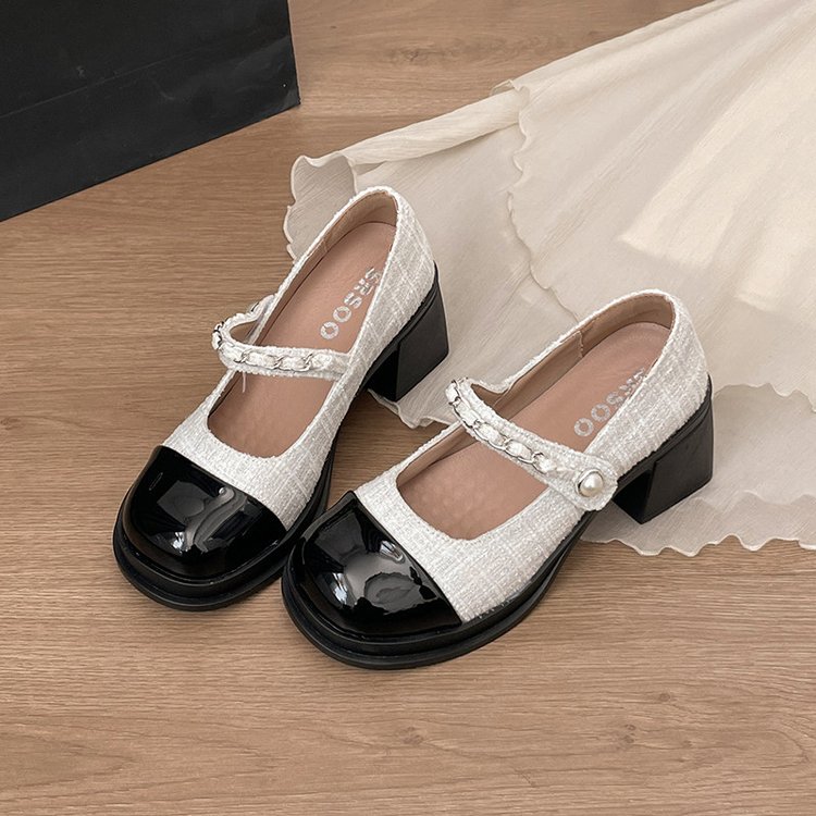 Women Fashion French Versatile Mary Jane Shoes, New Spring Block Heel Pumps For Petite Women
