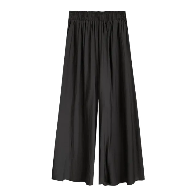 High Waist Wide Leg Pants Korean Style Casual Loose Solid Color Versatile Black - Shop at LoveMi