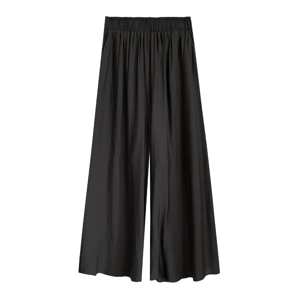 High Waist Wide Leg Pants Korean Style Casual Loose Solid Color Versatile - Black