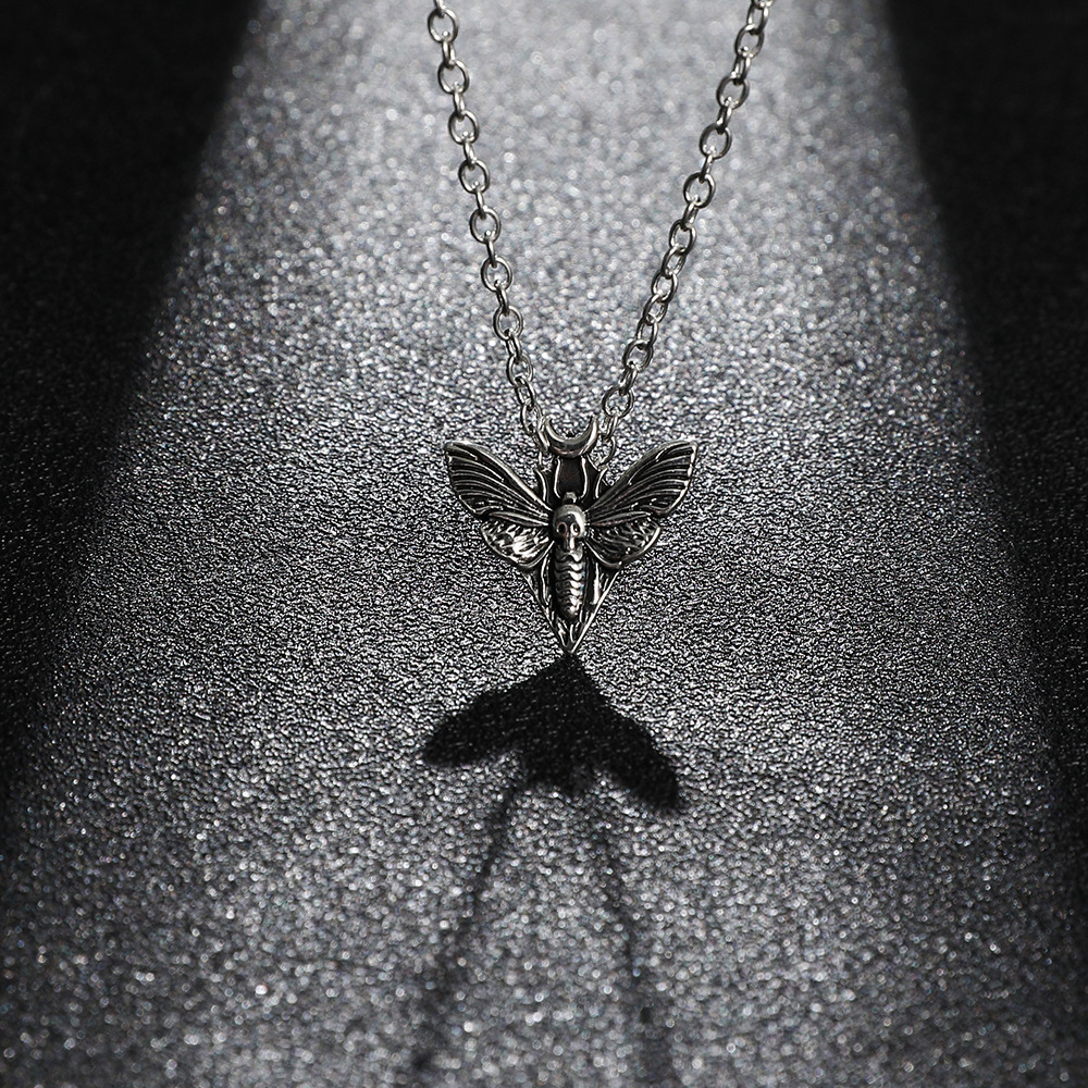 Womens Vintage Metal Angel Insect Necklace