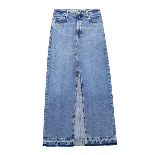 Women's Denim Split Design Skirt Blue - Shop at LoveMi