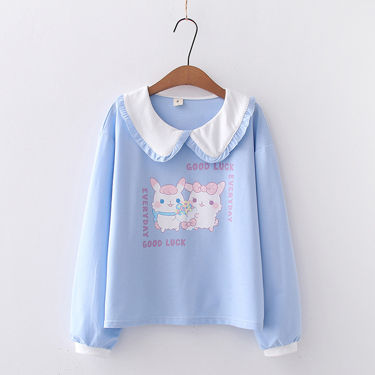 Title 5, Japanese Lace Lapel Two Rabbit T-shirt Women