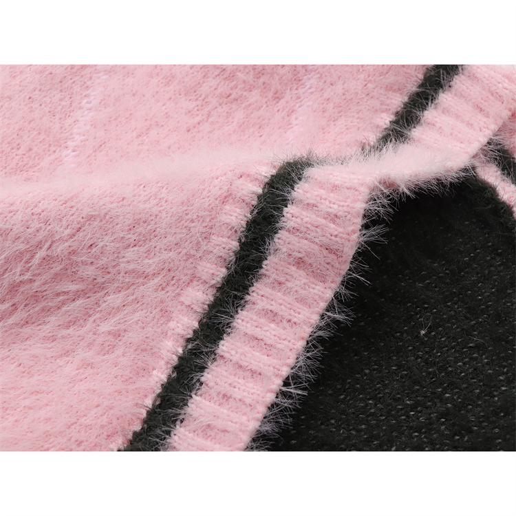 Sleeve Stitching Contrast Color Design Sense Niche Short V-neck Top