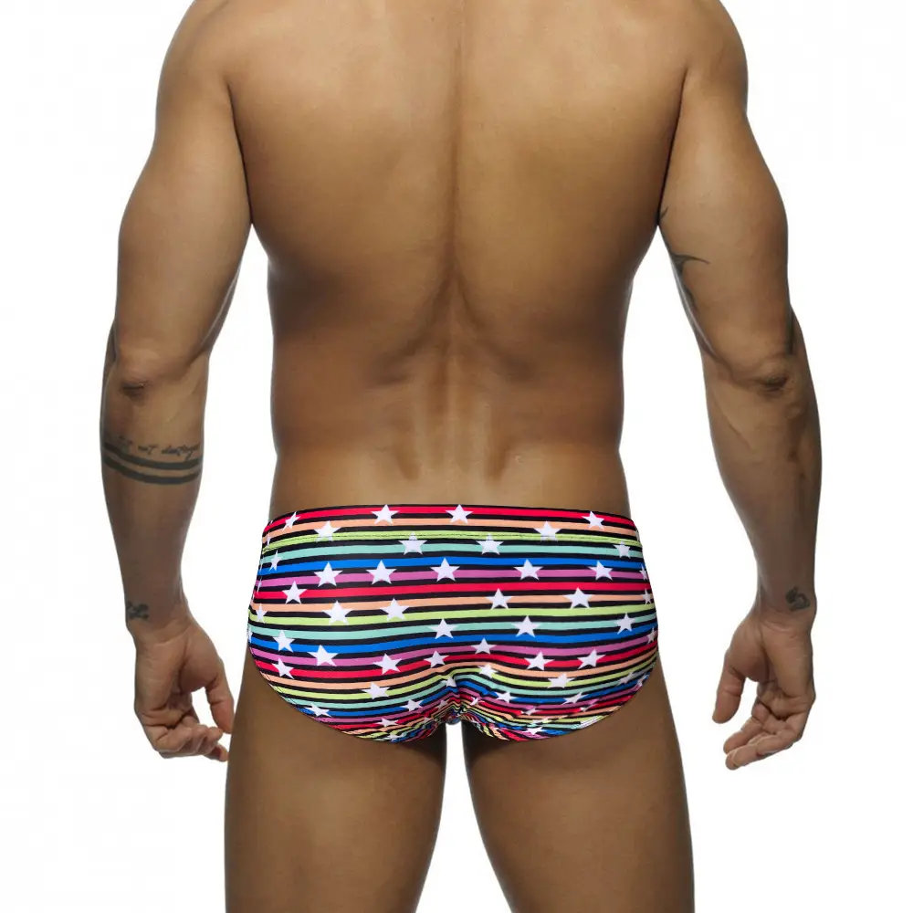 Swimming Trunks Men's Fashion Star Stripe Sexy Low Waist Briefs