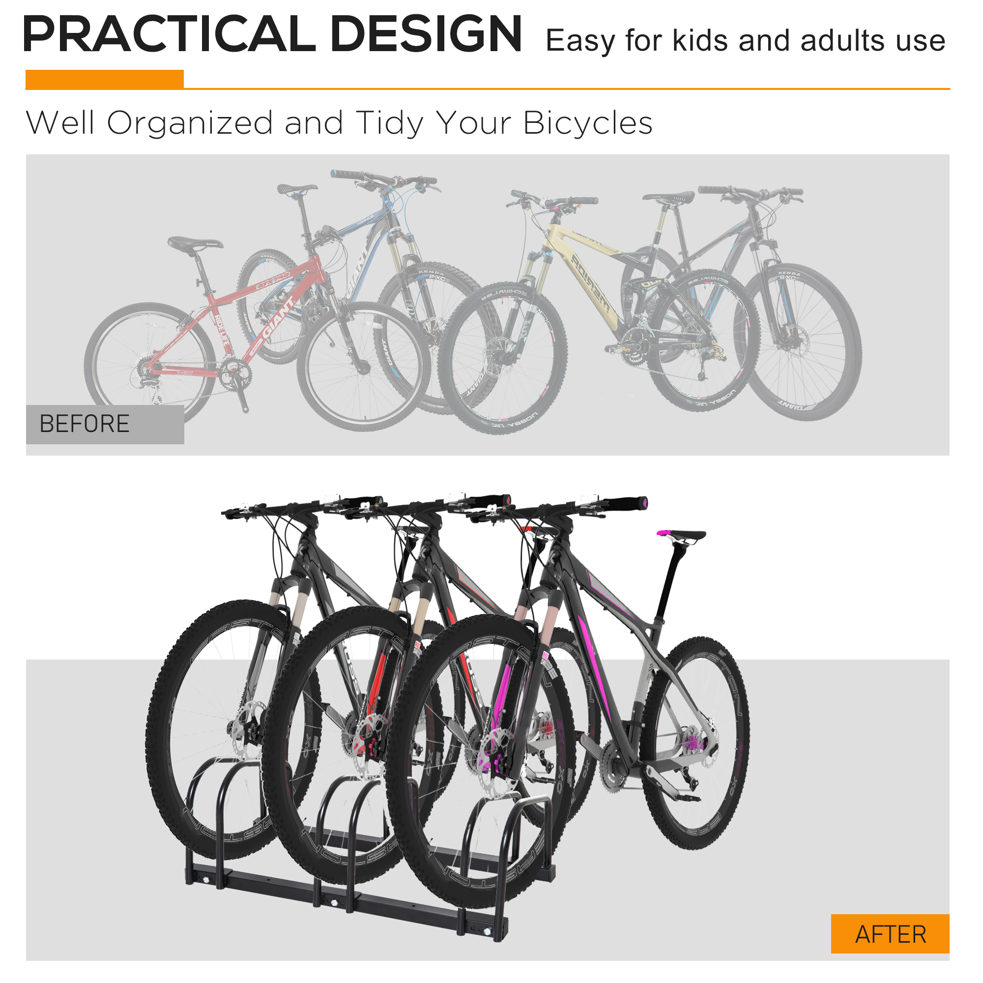 Bicycle Rack Parking Floor Or Wall Mounted Storage Locking 179L X 33W X 27H 3 — image 8
