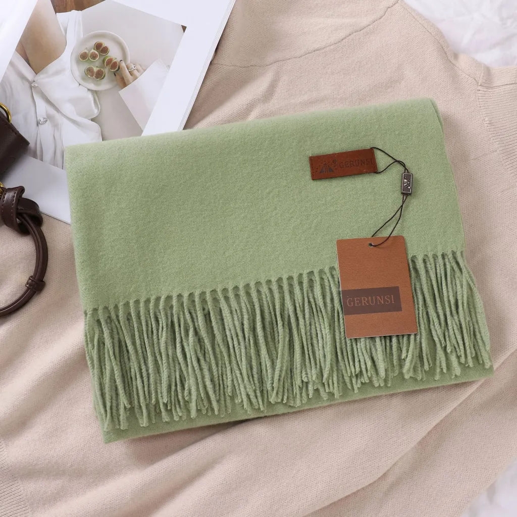 Solid Color Faux Cashmere Women's Scarf - 23Avocado Color-Above 175Cm