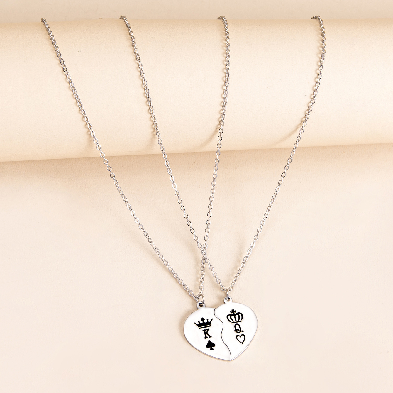 Heart-Shaped Titanium Steel Couple Necklace
