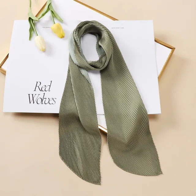 Color Blocking Small Ribbon Scarf Women's Pleated Hair Band Yz1019 10X130Cm - Shop at LoveMi