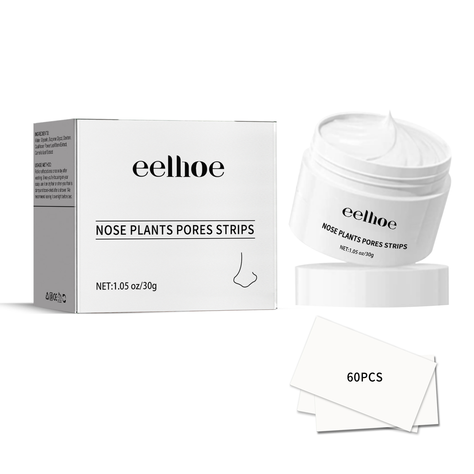 EELHOE Blackhead Cleansing Cream Skin Oil Blackheads Acne Exfoliating Cleansing Repair Pore Tearing Nose Patch 4Pcs - Shop at LoveMi