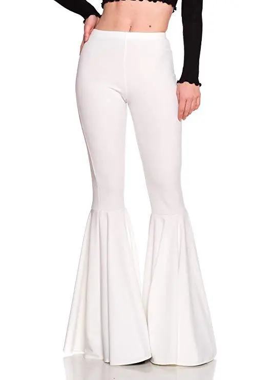 Women's Mermaid High Waist Casual Fashion Pleated Flared Pants - White