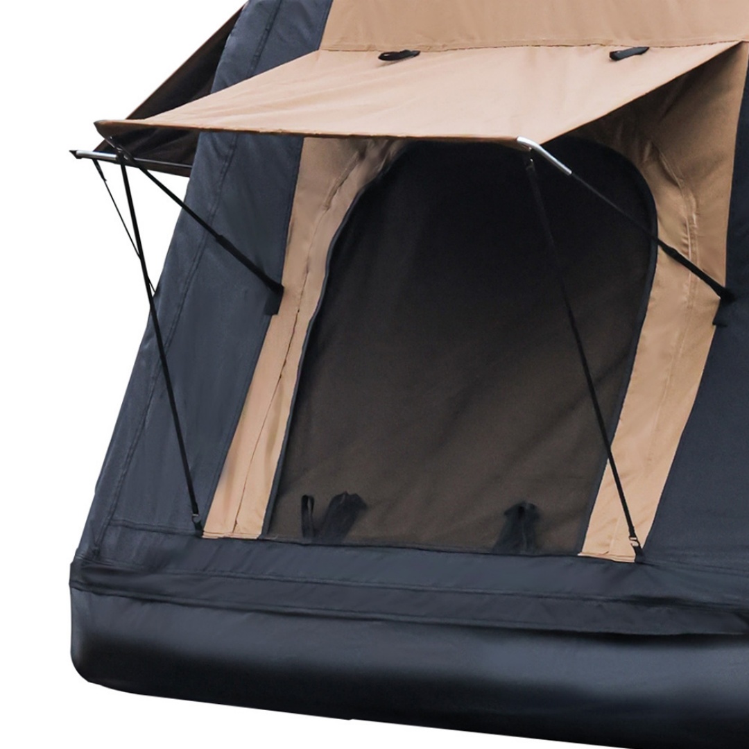 Foldable 2-3 People Amphibious Inflatable Car Roof Top Tent For Camping Outdoor Glamping Camping Tent For SUV,Truck  Without Ladder, Two-tone Style, Khaki & Black