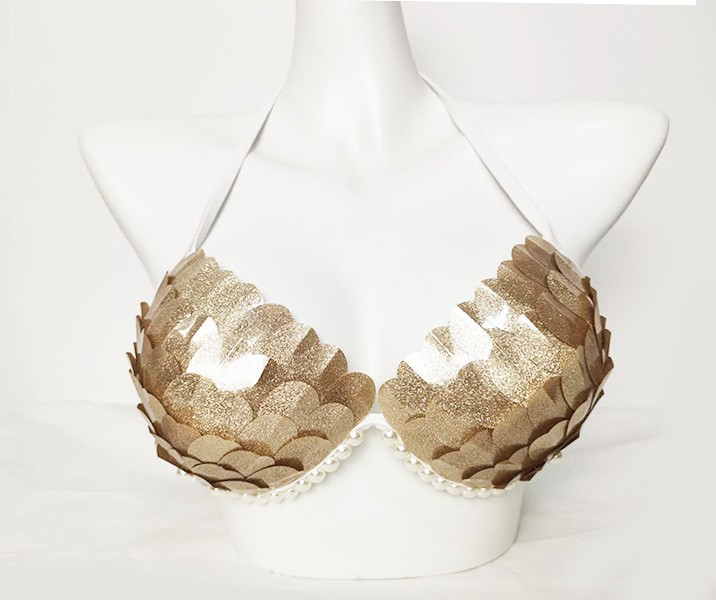 Mermaid Sequined Shell Bikini Top Bra