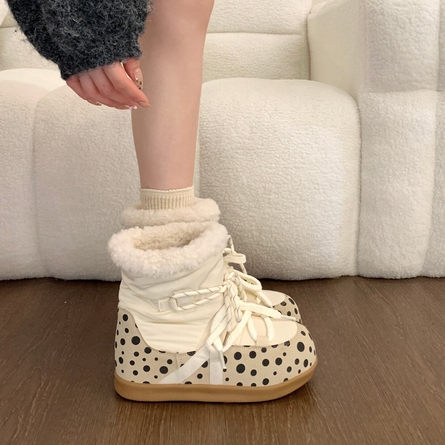 Faux Plush Ankle Snow Boots