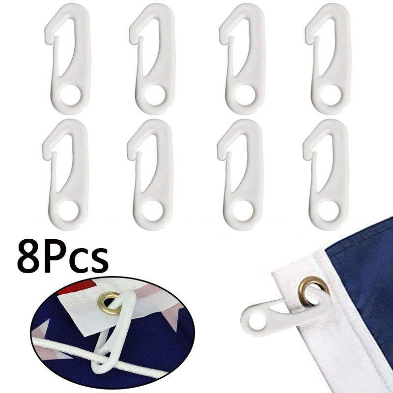 8Pcs White Heavy Duty Flagpole Snap Hook Clips Flag Pole Attachment Accessories — image 7