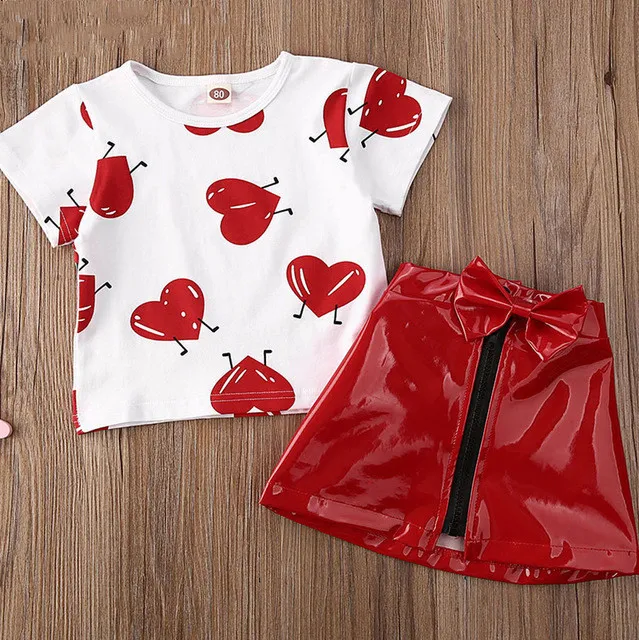 Girl Clothes Set Kids Baby Infant Summer Clothing Girls Cute T shirt Red - Shop at LoveMi