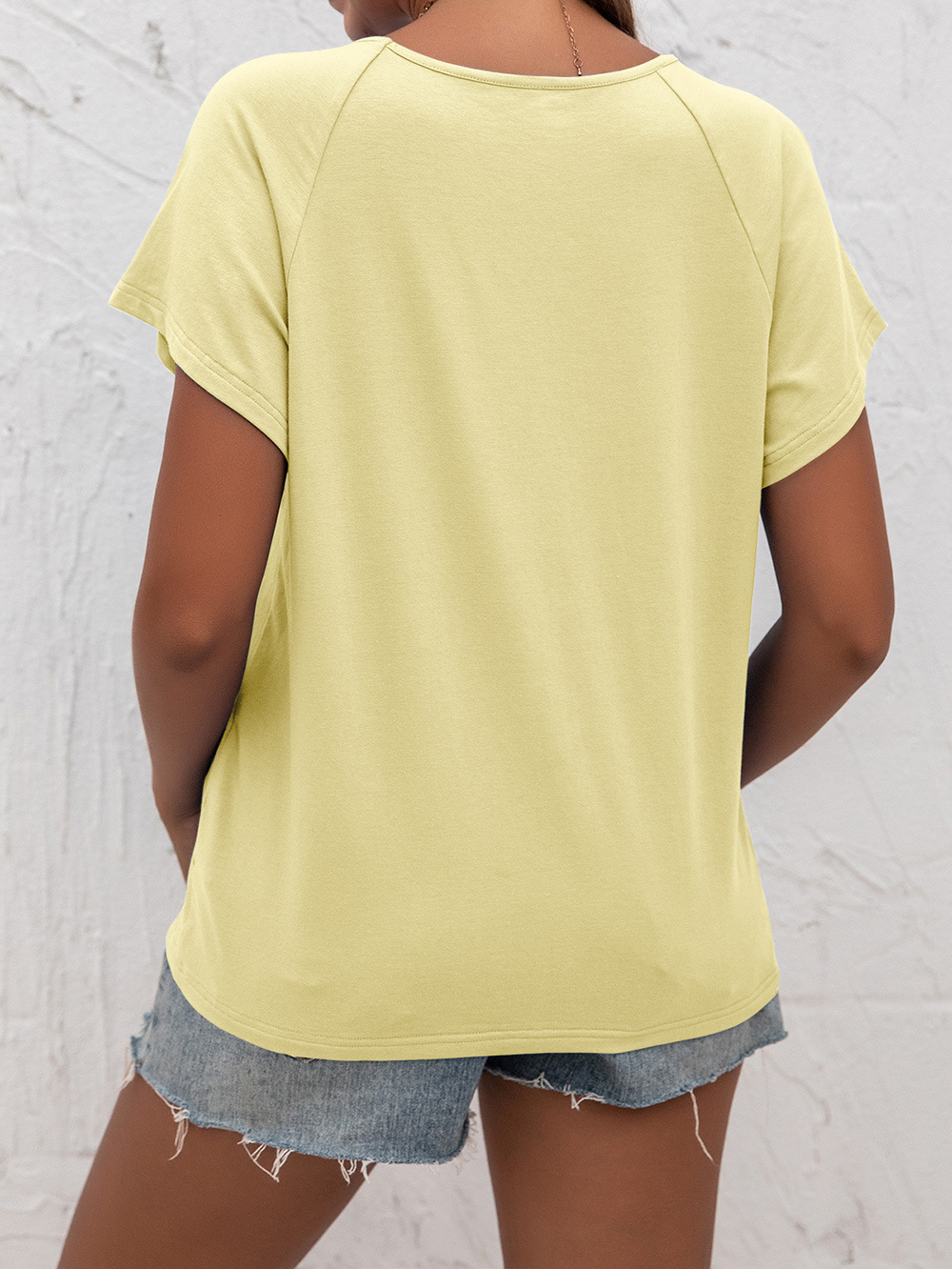 Title 18, Cutout Short Sleeve T-Shirt Crew Neck Loose Kni...