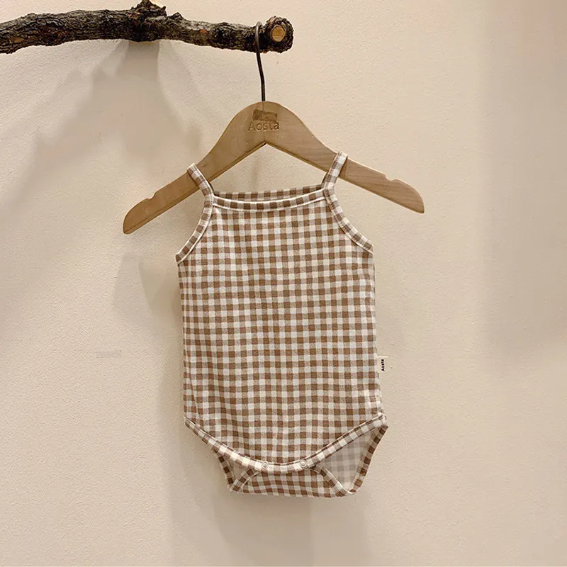 Cute Plaid Vest Climbing Camisole Triangle Romper
