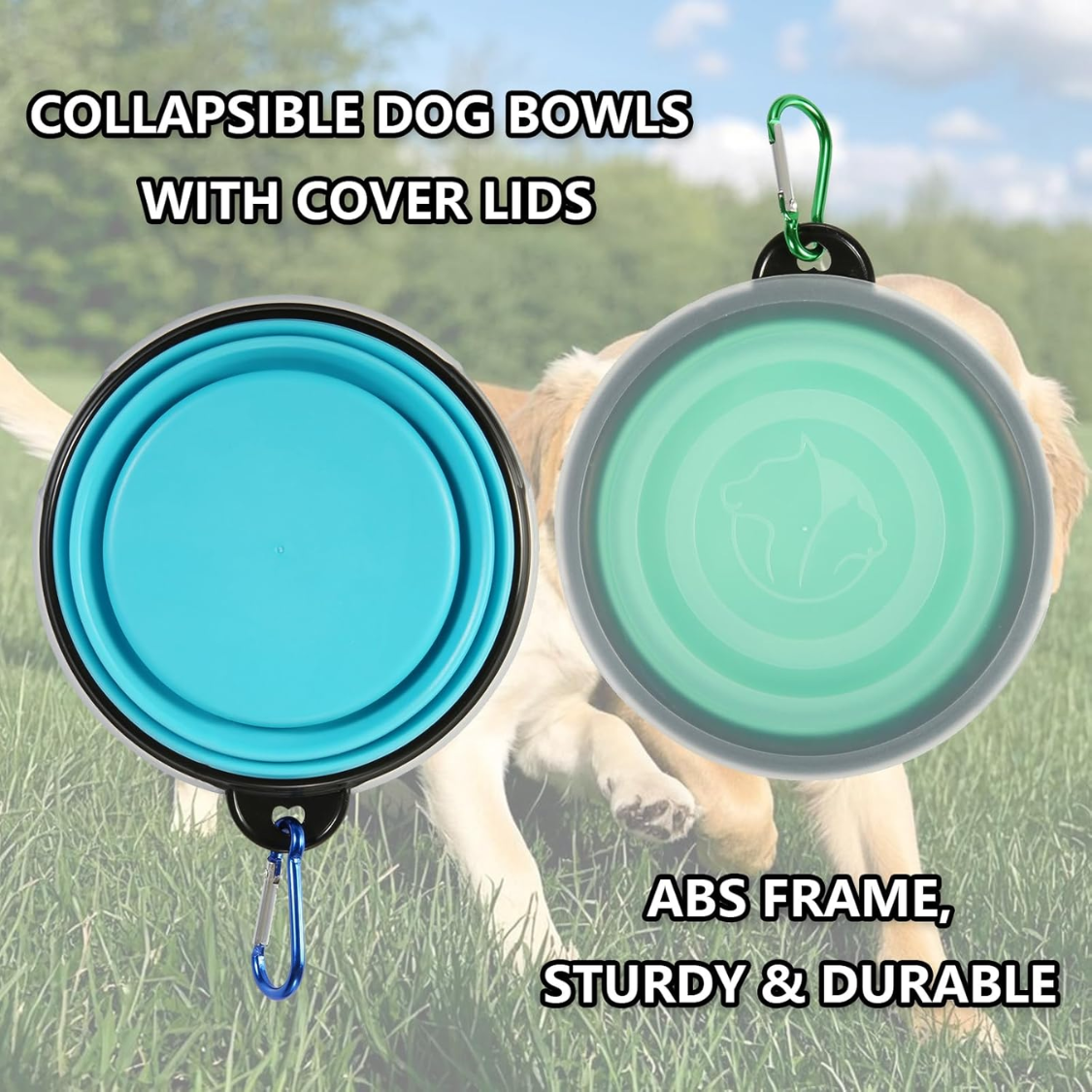 Bol pliable avec couvercles, paquet de 2 bols de voyage pour chien – Image 7