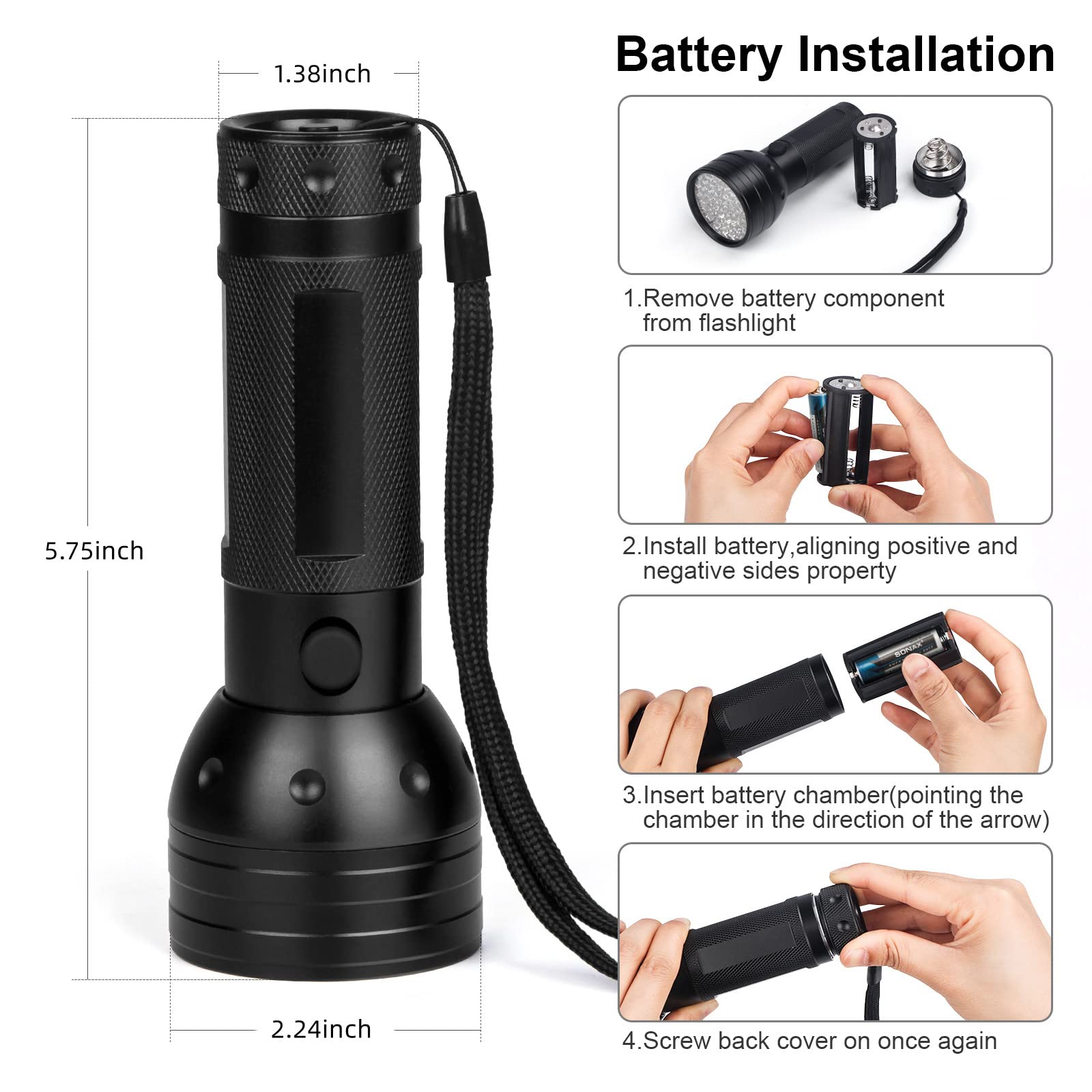 UV Flashlight Black Light, 51 LED Blacklight Pet Urine Detector For Dog Cat Urine, Dry Stains, Bed Bug, Resin Curing, Scorpions Finder 4