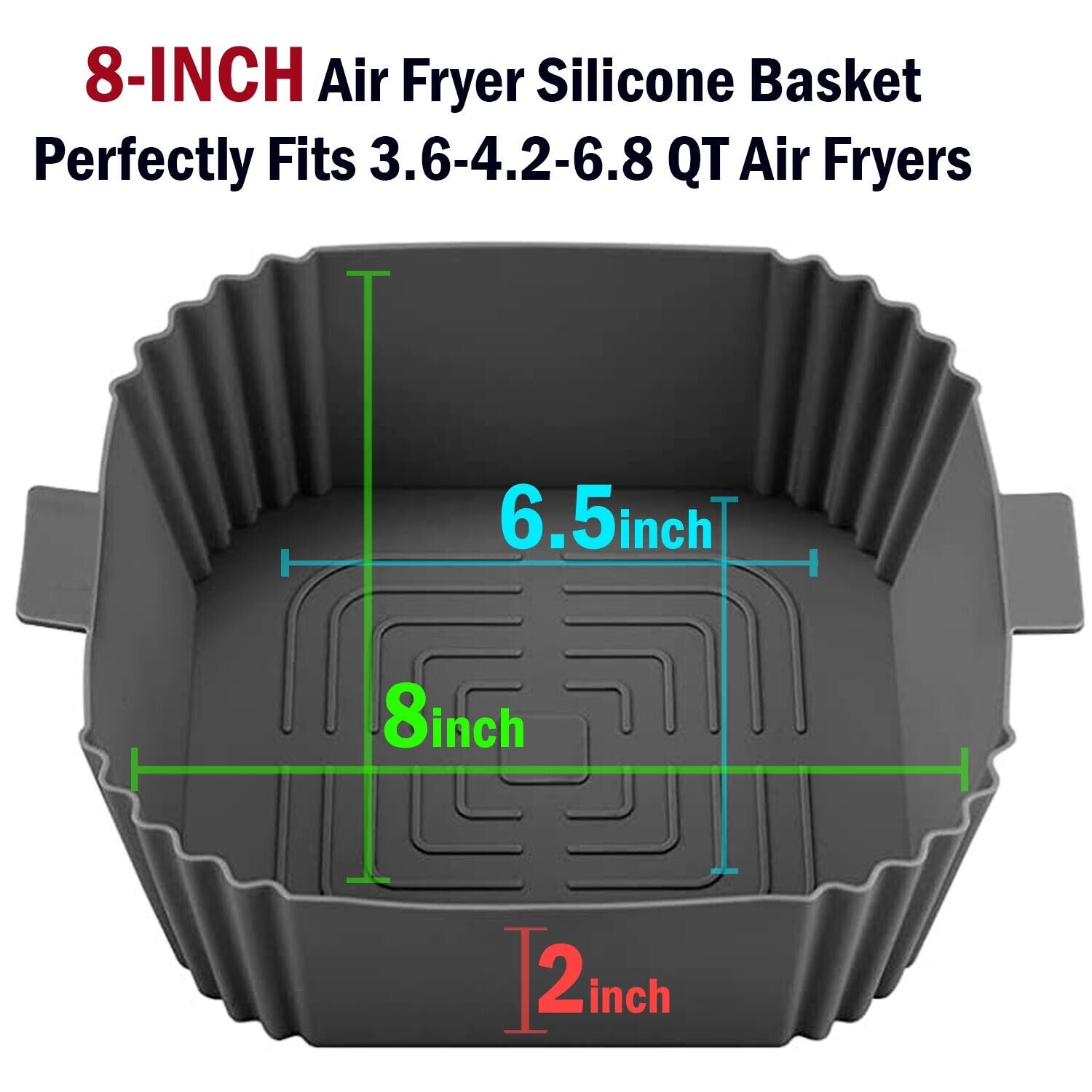 Silicone Air Fryer Tray Basket Liners Pot, Air Fryer Silicone Pot Basket Liners Non-Stick Safe Oven Baking Tray Accessories, Air Fryer Silicone Basket Liners Square, Reusable Air Fryer Silicone Pots for Food Safe Air Fryers Oven Accessories, Air Fryer Sil