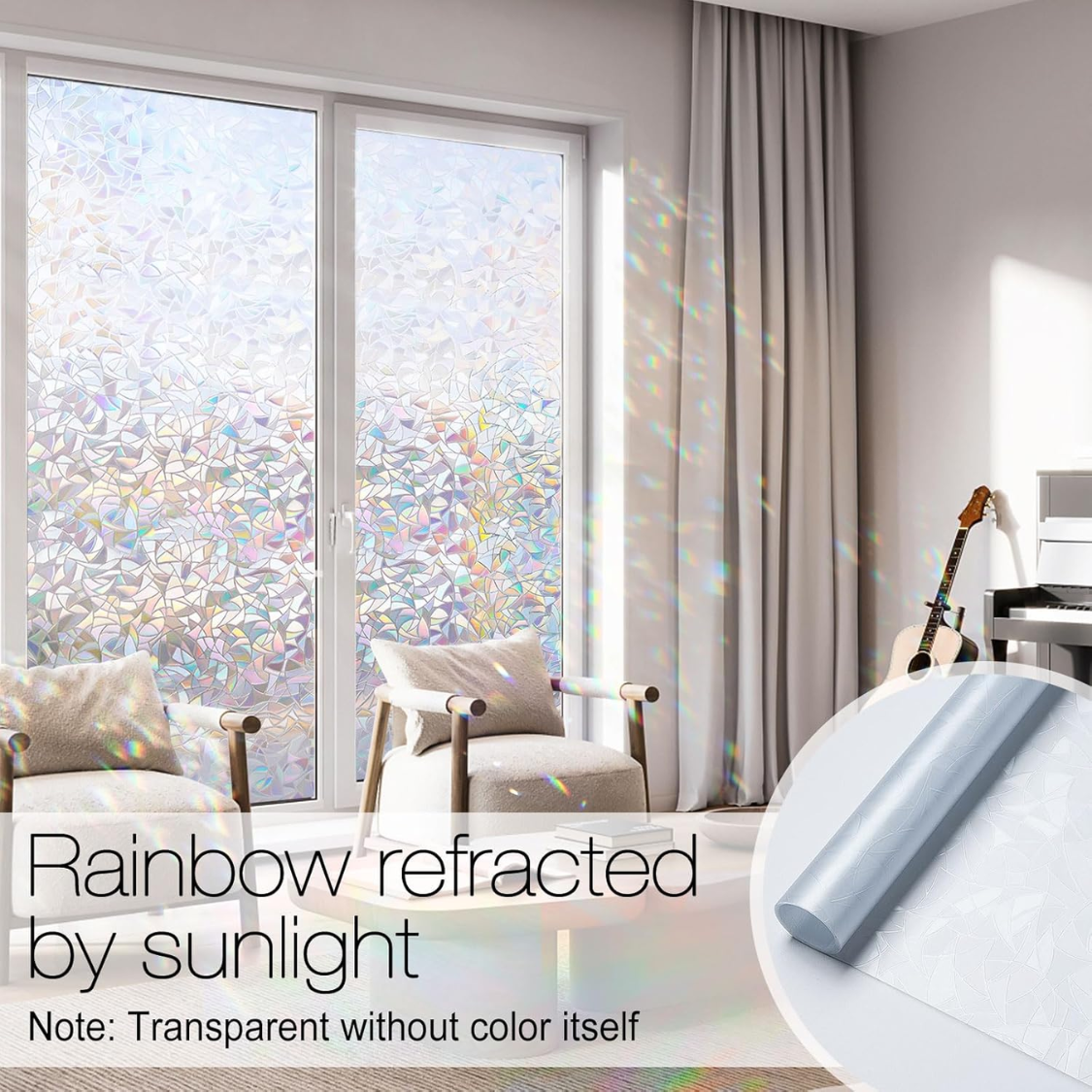 Window Privacy Film Rainbow Film Decorative Window Sticker 3D Static Stained Glass Cling Tint For Home Heat Control Non Adhesive — foto 4