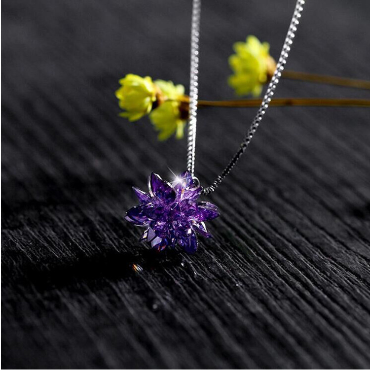 Zircon Small Flower Korean Style Hot Short Necklace Women