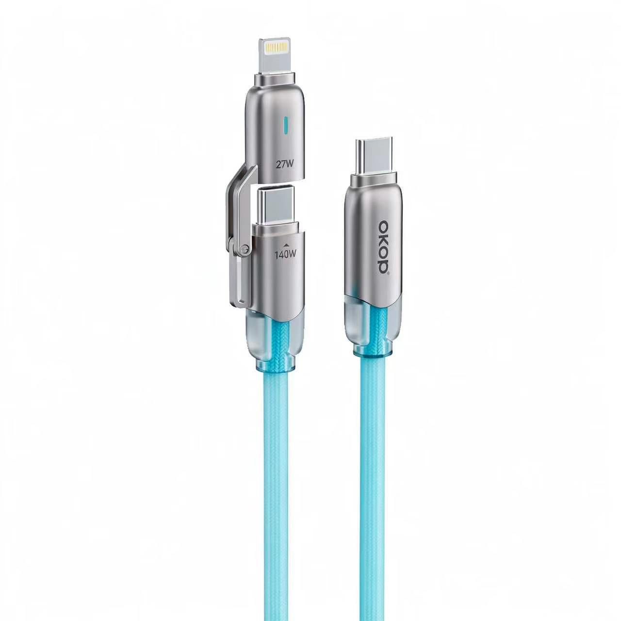 KP-331 Cel mai bine vândut 3-în-1 140W Cablu de încărcare super-rapid cu E-Marker Chip 1,5 metri în stoc