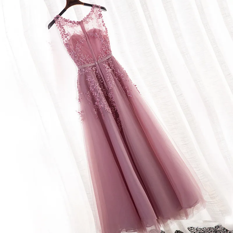 Summer Banquet One-shoulder Bridesmaid Dress Long Style - Pink