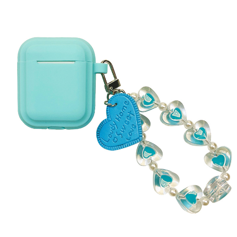 Compatible with Apple, Simple Solid Color Love Silicone Earphone Sleeve Chain - Image 3
