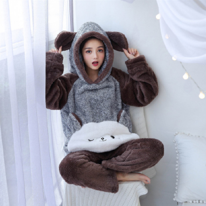 Title 9, Hooded Plush Padded Warm Home Service Suit