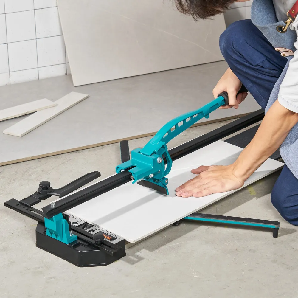 Manual Tile Cutter, 48 Inch, Porcelain Ceramic Tile Cutter With Tungsten Carbide Cutting Wheel, Infrared Positioning, Anti-Skid Feet, Durable Rails For Professional Installers Or Beginners