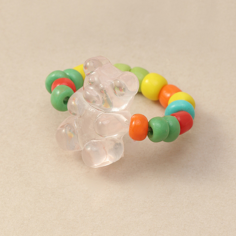 Sweet And Lovely Candy Color Bear Ring