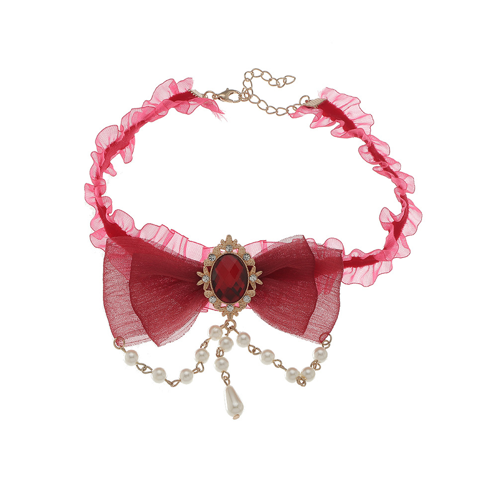 Alloy Imitation Pearl Exaggerated Neck Short Clavicle Chain