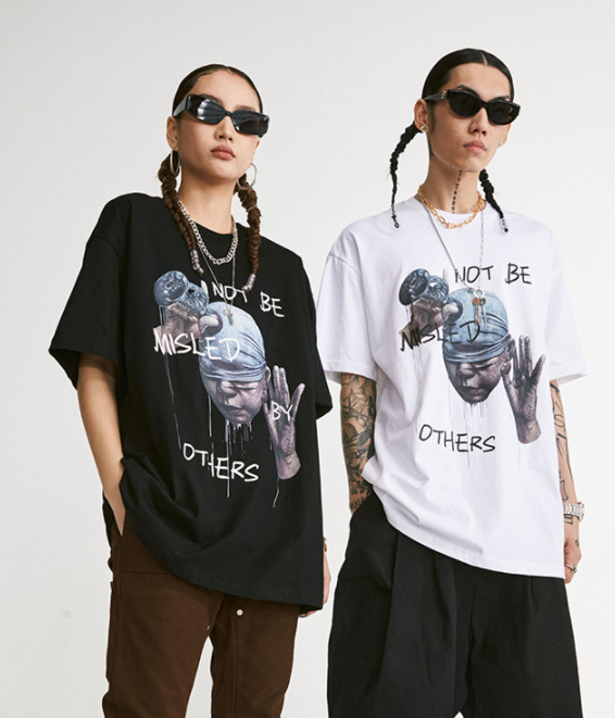 New Hip-hop Tide Brand Casual Personality Avatar Printing Original Ins Short Sleeve Men