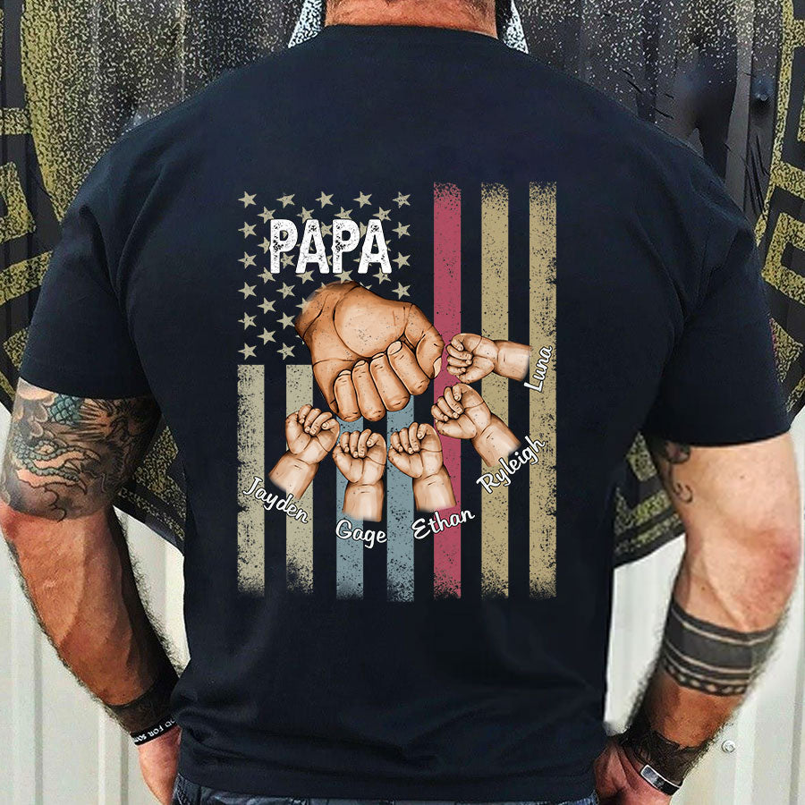 Title 2, Zwarte T-shirt Dad Grandson Hand Flag Art. Vier...