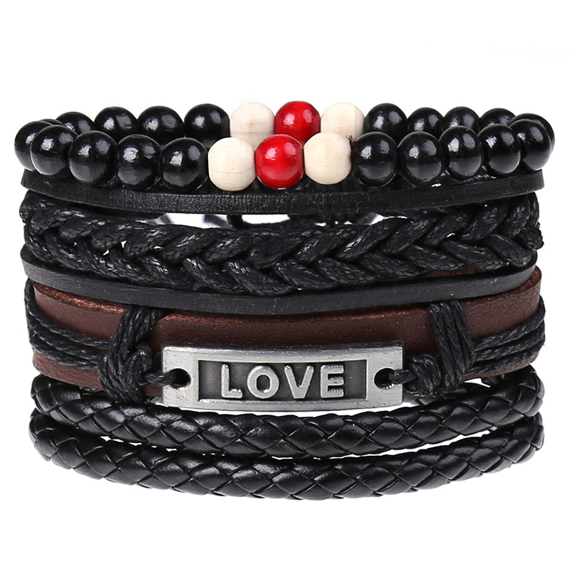 Title 3, New Four-piece Set Leather Bracelet LOVE Set Me...