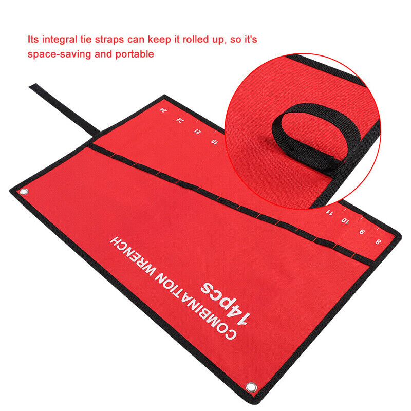 25 Pocket Canvas Spanner Wrench Storage Bag Tool Roll Up Organizer Pouch — image 8