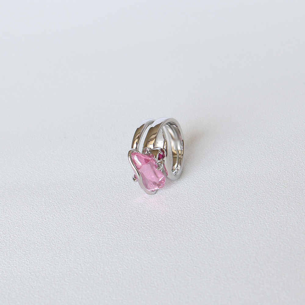 Кольцо с цирконом Кристалл персикового цвета