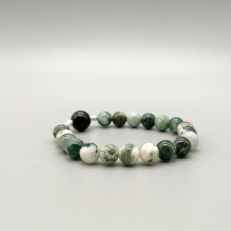 Title 3, Natural Water Plants Agate Bracelet Silver Acce...