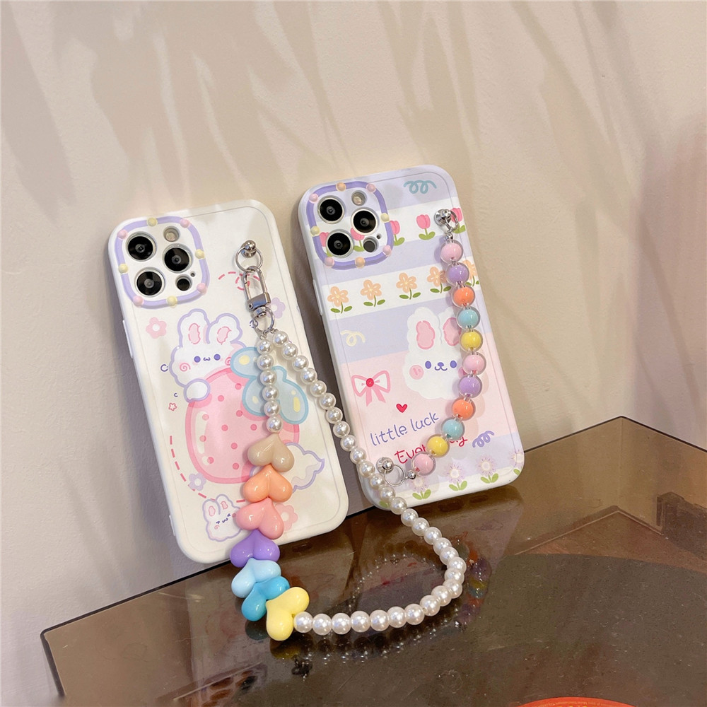 Funda conejo cartoon amor cadena para celular