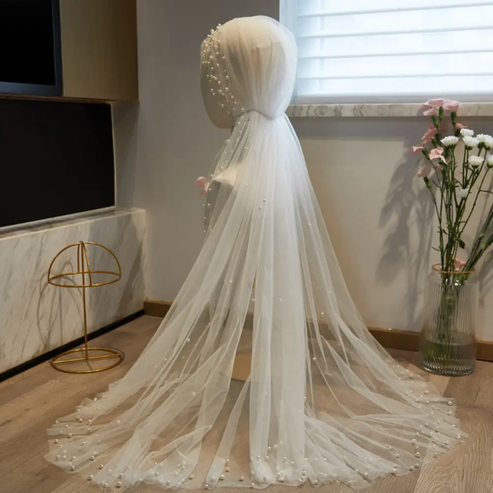 Super Fairy Long Pearl Veil Main Wedding