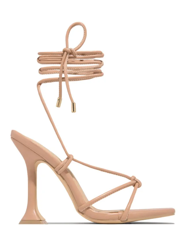 Shaped Heel Plus Size Sexy Ladies Fashion Sandals Apricot - Shop at LoveMi